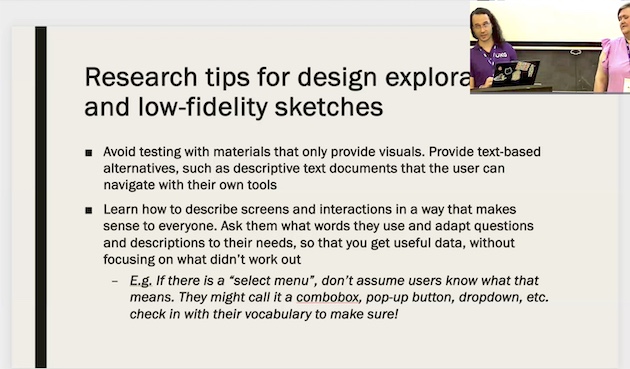 Bruno and Amy present tips for low fidelity usability testing