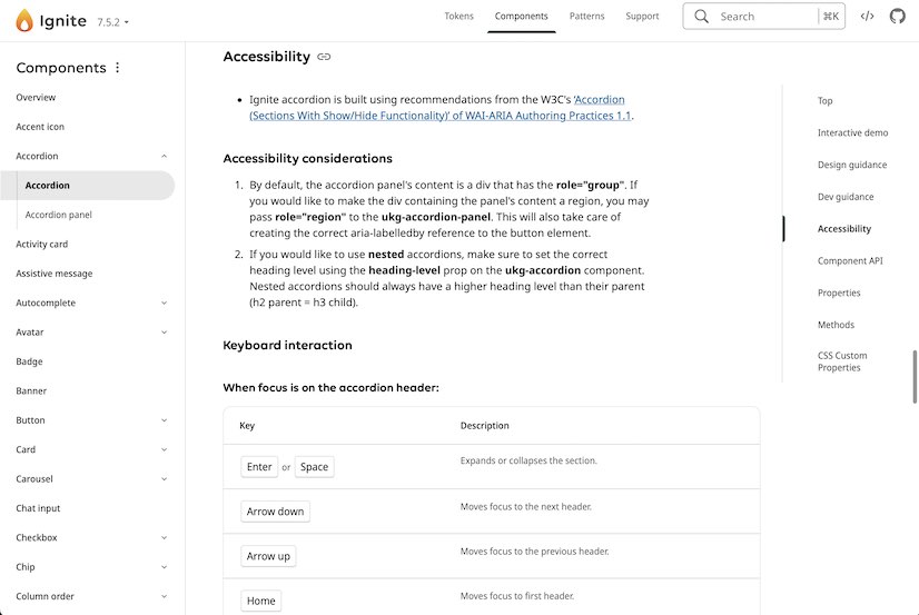 accordion pattern documentation in the design system