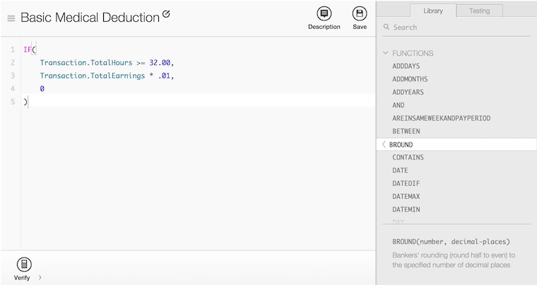 screenshot of the expression builder with its close-to-final layout