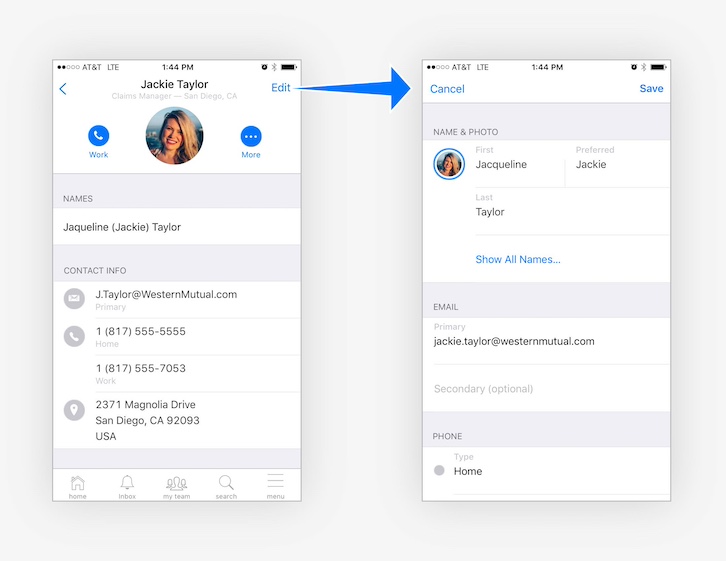 mid fidelity prototype of a user profile in view and edit modes