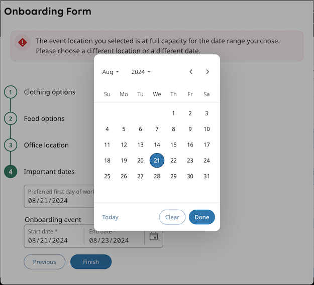 The form controls that were usability tested