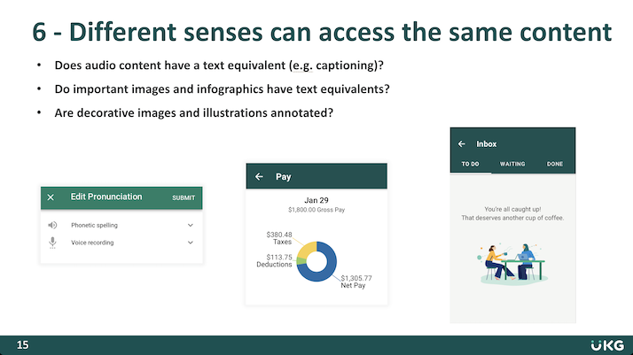 supporting the same content with alternatives that use diferent senses, slide deck